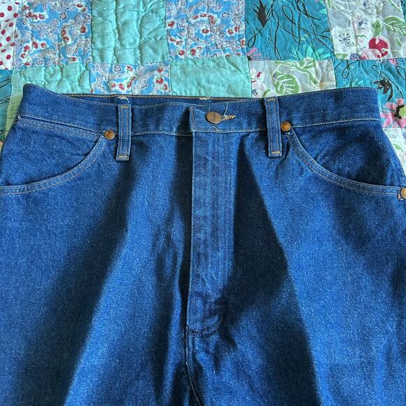 Vintage 80s/90s Wrangler Dark Denim High Waist Straight Western Jeans USA 29x34 - Picture 3 of 6